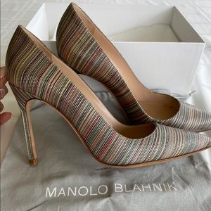 Manolo Blahnik Multi Color Striped Pump Size 39